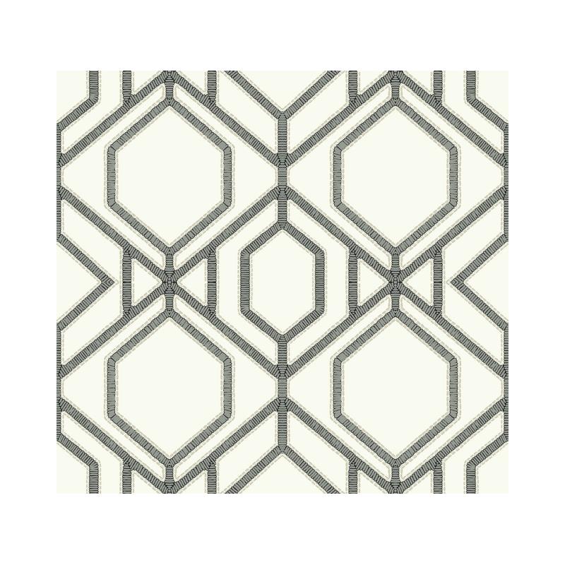 Sample TC2632 Tropics Resource Library, Sawgrass Trellis White/Grey York Wallpaper