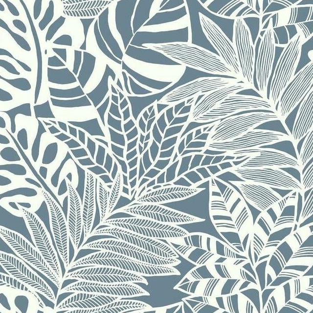 Save SS2576 Silhouettes Jungle Leaves Blue York Wallpaper