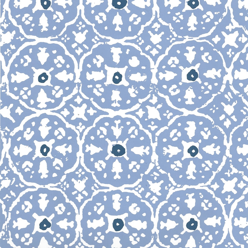 Select 149-56WP Nitik Ii French Blue Navy on Almost White by Quadrille Wallpaper