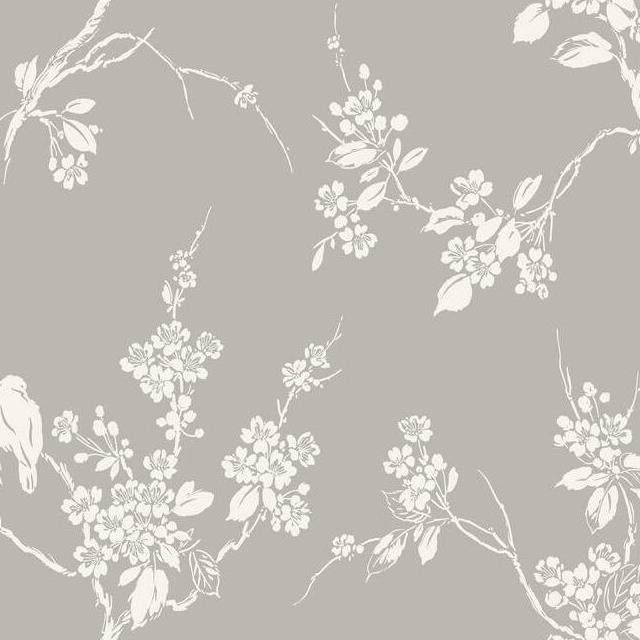 Purchase SS2588 Silhouettes Imperial Blossoms Branch Gray York Wallpaper