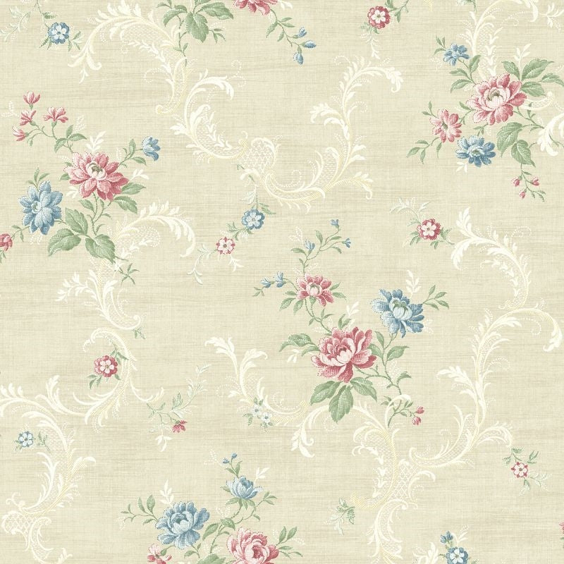 View MV80107 Vintage Home 2 Tossed Floral Scroll by Wallquest Wallpaper
