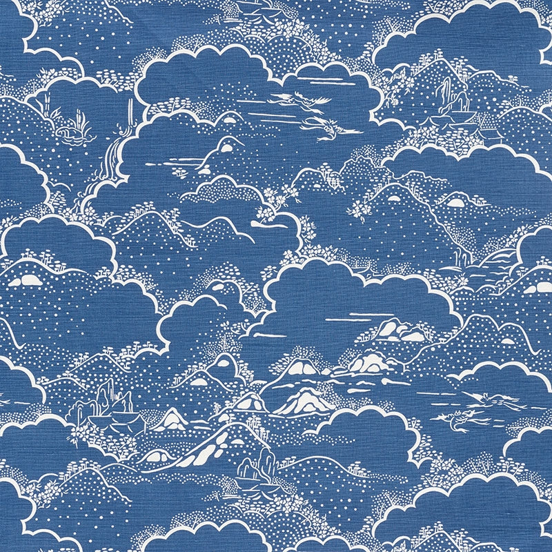Purchase sample of 177520 Kumo Village, Blue by Schumacher Fabric