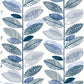 Find 2904-25682 Fresh Start Kitchen & Bath Nyssa Blue Leaves Wallpaper Blue Brewster