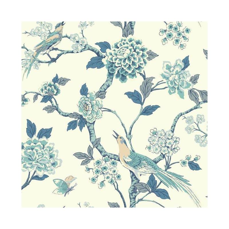 Sample AF1900 Ashford Toiles, Fanciful  color blue Botanical by Ashford House Wallpaper