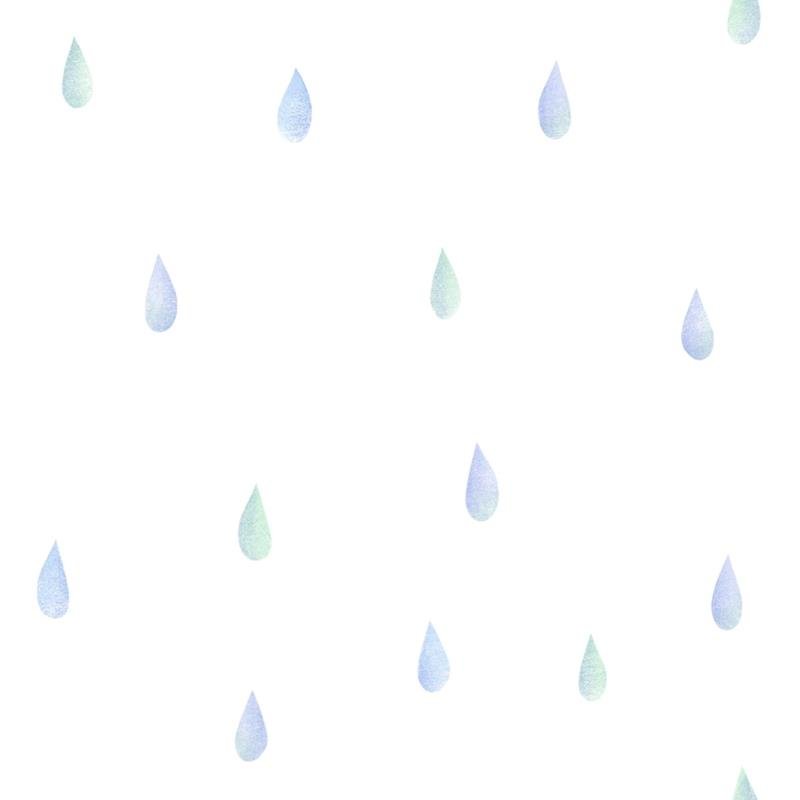 Sample DA60004 Day Dreamers, Raindrops Periwinkle and Mint Seabrook Wallpaper