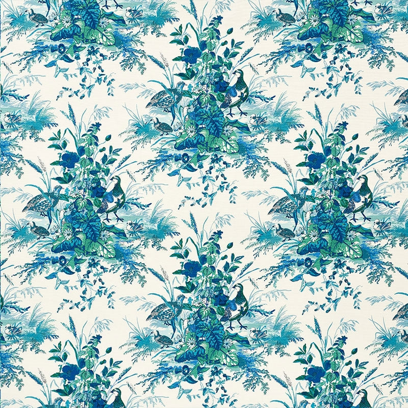 Save 1106044 Quail Meadow Peacock by Schumacher Fabric