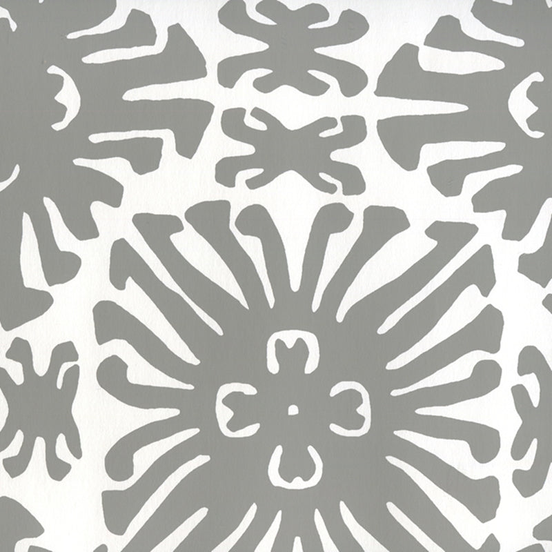 Sample 2475WP-06 Sigourney Small Scale, Gray on White by Quadrille Wallpaper