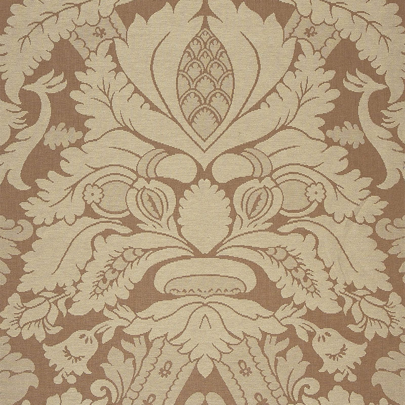 Purchase sample of 63592 Fitzroy Linen Damask, Camel by Schumacher Fabric
