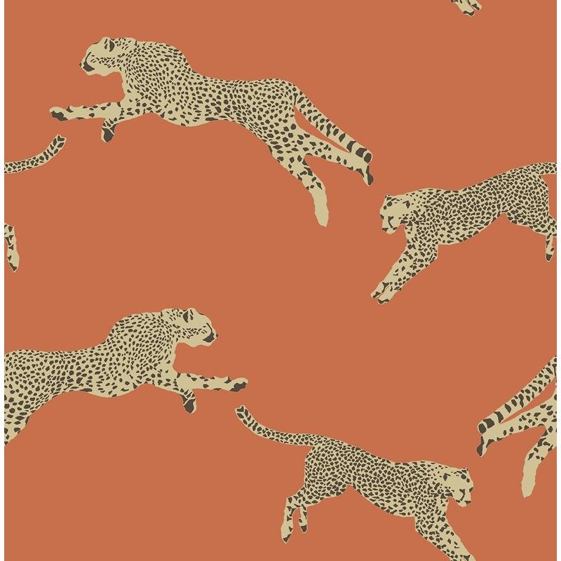 Purchase SCS4275 Scalamandre Clementine Leaping Cheetah Peel & Stick Wallpaper Clementine by NuWallpaper
