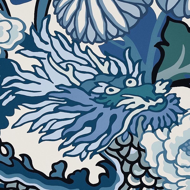 5001062 | Chiang Mai Dragon, China Blue - Schumacher Wallpaper