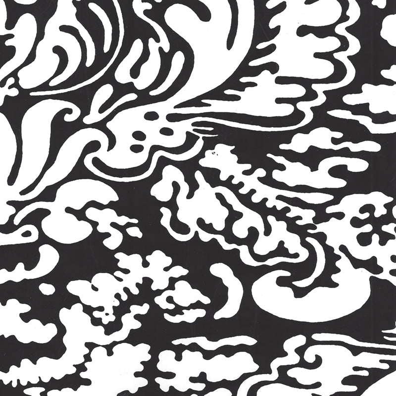 Sample 2335-37WP San Marco Reverse, Black on White by Quadrille Wallpaper