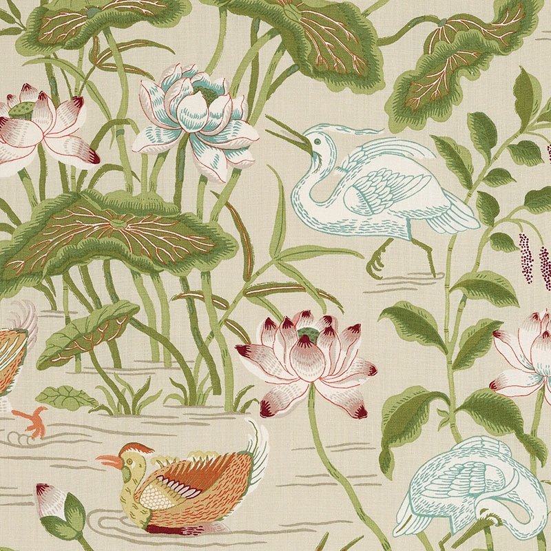 Purchase sample of 172936 Lotus Garden, Parchment by Schumacher Fabric