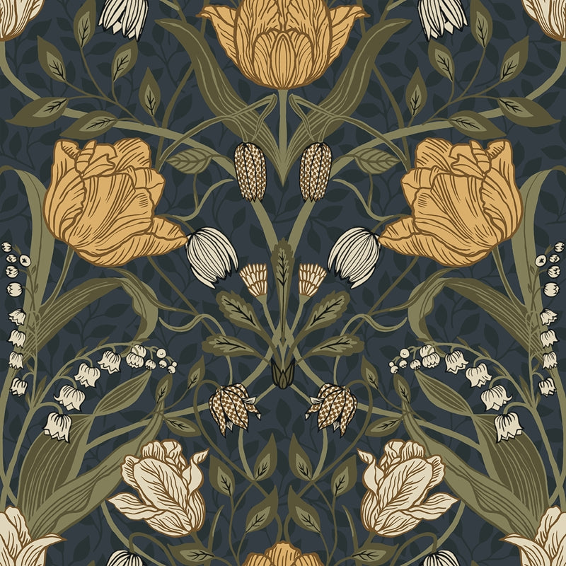 Sample 2999-44106 Annelie, Filippa Navy Tulip by A-Street Prints Wallpaper