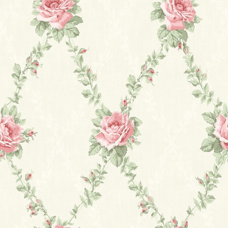 Sample FS50811 Spring Garden Rose Lattice Wallquest