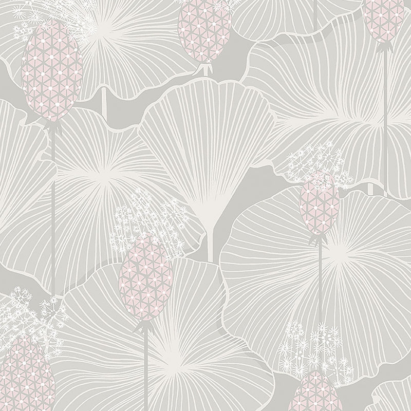 Sample 3120 Umbrella Leaves, Grey By Borastapeter Wallcovering