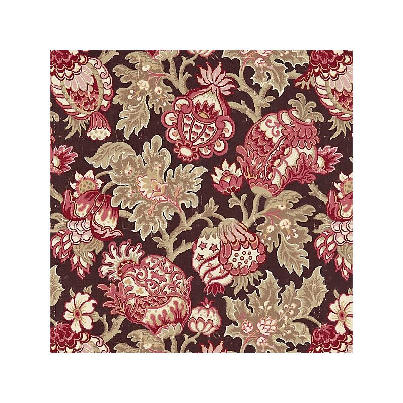 Sample 16593-004 Canterbury Linen Print, Mulberry - Scalamandre Fabric (SC 000416593)
