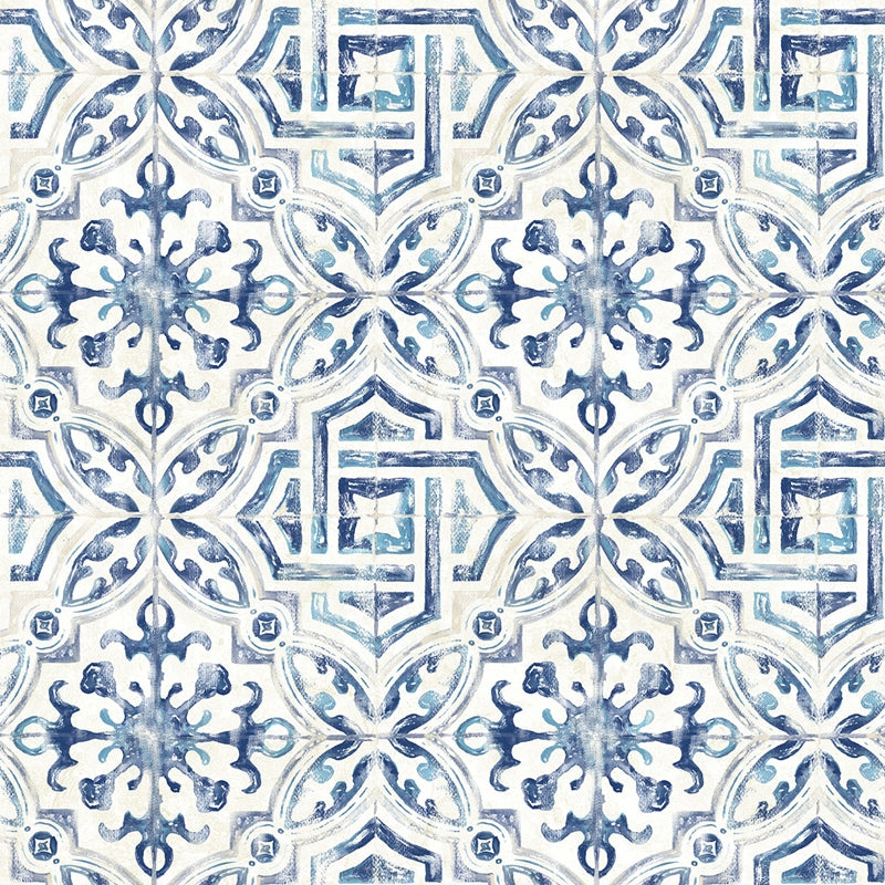 Sample 3123-12332 Homestead, Sonoma Blue Spanish Tile by Chesapeake Wallpaper
