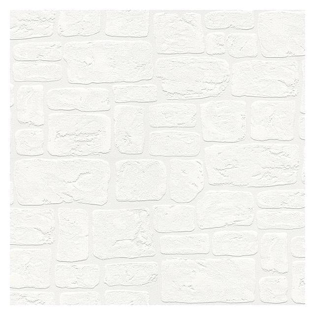 Acquire 4000-2040-42 PaintWorks Gaffrey White Stone Paintable White Brewster Wallpaper