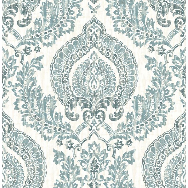 Shop NU1702 Kensington Damask Blue Graphics Peel and Stick by Wallpaper