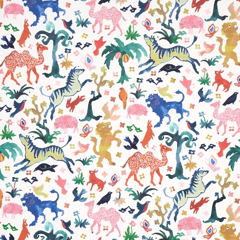 Acquire 5013530 Beasts Multi On Ivory Schumacher Wallcovering Wallpaper