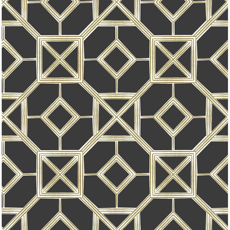 Sample 4014-26409 Seychelles, Livia Black Trellis Wallpaper by A-Street Prints Wallpaper