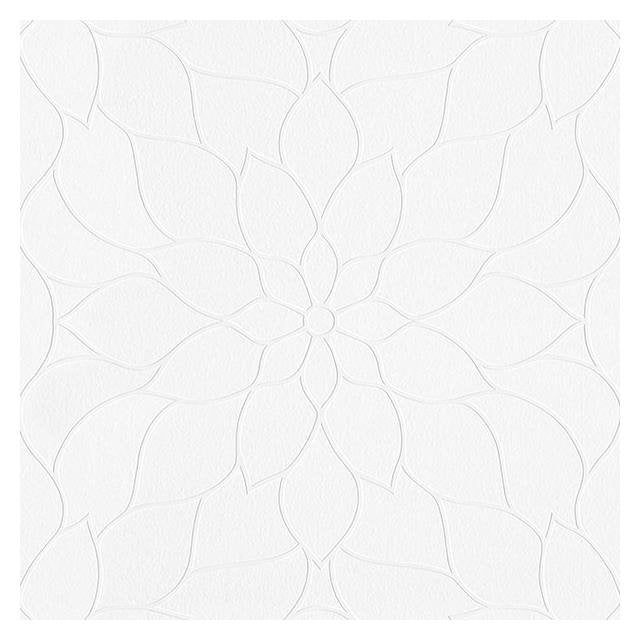 View 4000-9507-10 PaintWorks Anselm White Floral Bloom Paintable White Brewster Wallpaper