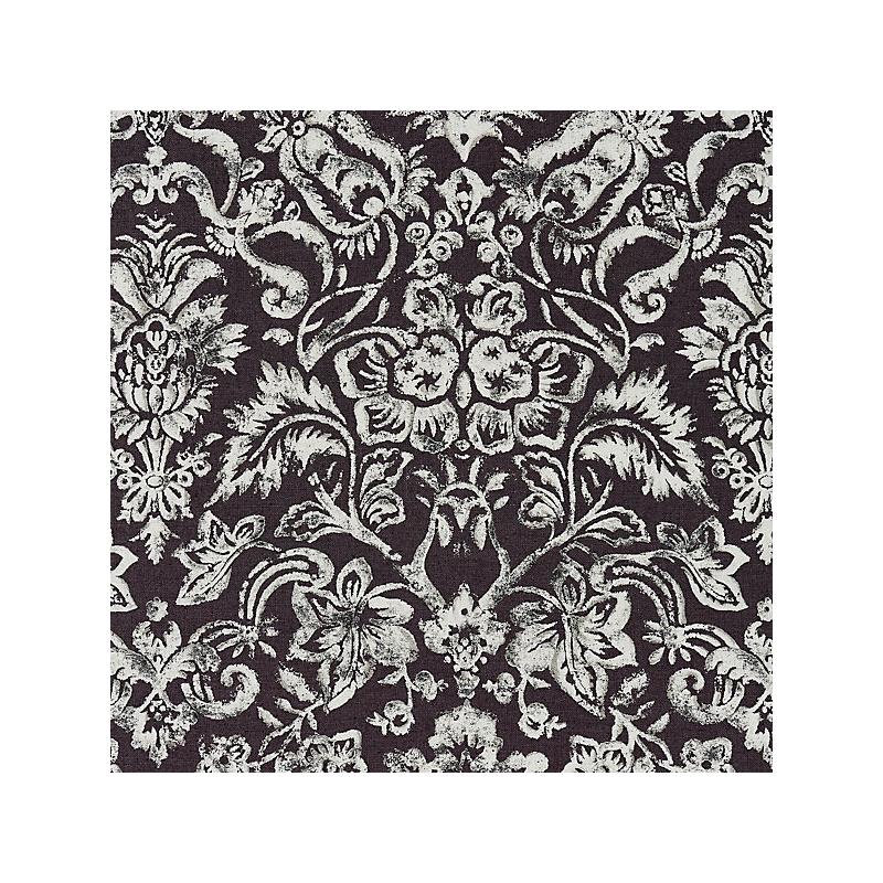 View 16598-003 Mansfield Damask Print Graphite  Silver by Scalamandre Fabric