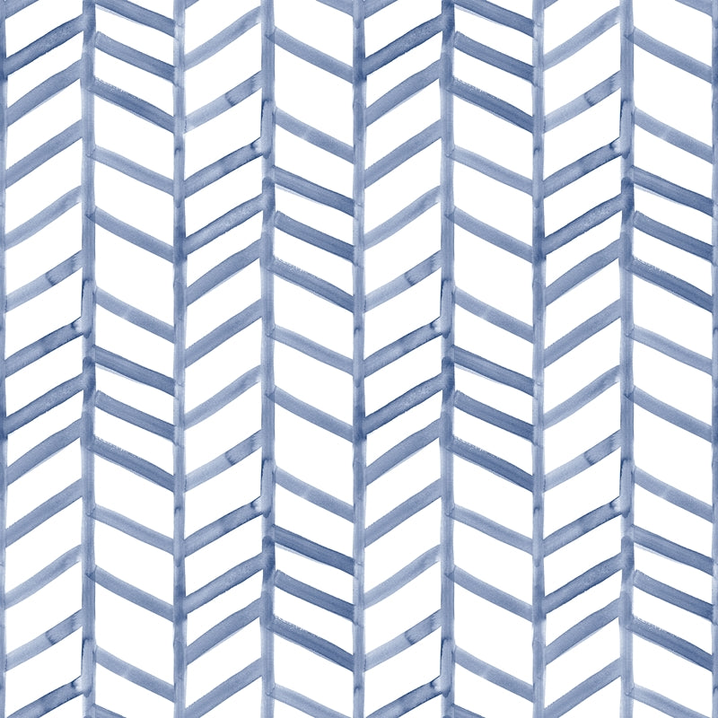 Sample 3124-13923 Thoreau, Fletching Navy Geometric Wallpaper by Chesapeake