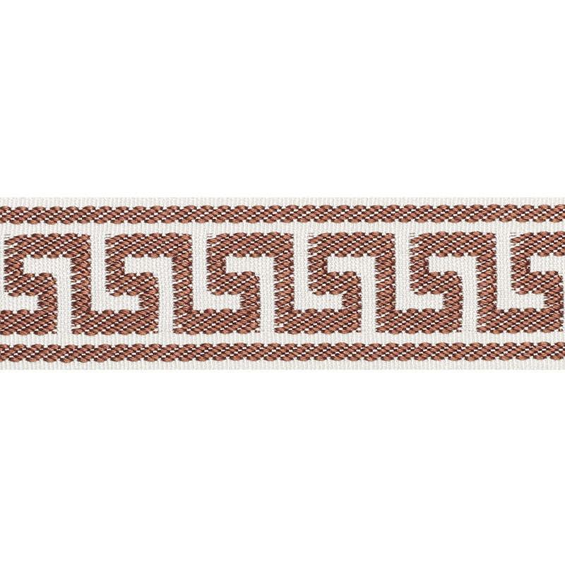 74684 | Etienne Silk Greek Key Narrow, Brown - Schumacher Fabric