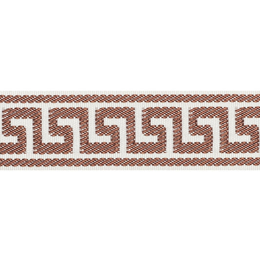 74684 | Etienne Silk Greek Key Narrow, Brown - Schumacher Fabric