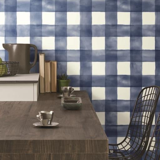 Order Psw1078Rl Watercolors Plaid Blue Peel And Stick Wallpaper