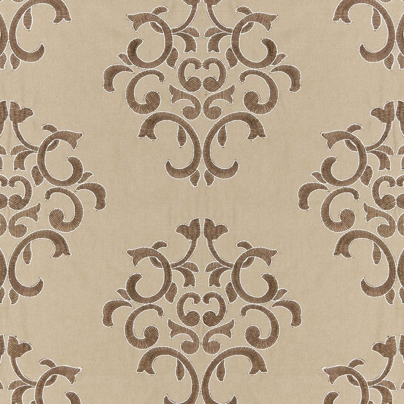 Purchase sample of 66831 Byron Embroidered Wool, Buckskin by Schumacher Fabric