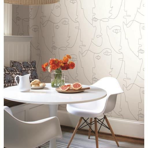 Looking Psw1052Rl Line Art Geometrics Grey Peel And Stick Wallpaper