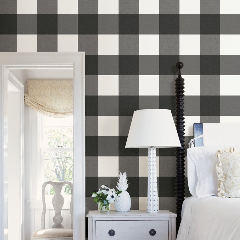 Purchase Nus3624 Charcoal Farmhouse Plaid Graphics Peel And Stick Wallpaper