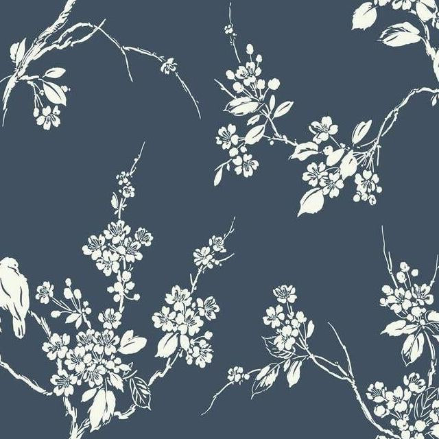 Purchase SS2592 Silhouettes Imperial Blossoms Branch Navy York Wallpaper