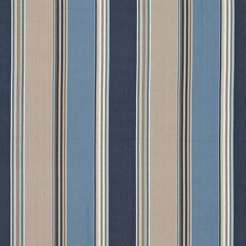 Purchase sample of 66002 Addison Cotton Stripe, Indigo by Schumacher Fabric