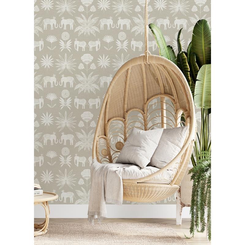 Looking for 4014-26433 Seychelles Bazaar Light Grey Elephant Oasis Wallpaper Light Grey A-Street Prints Wallpaper