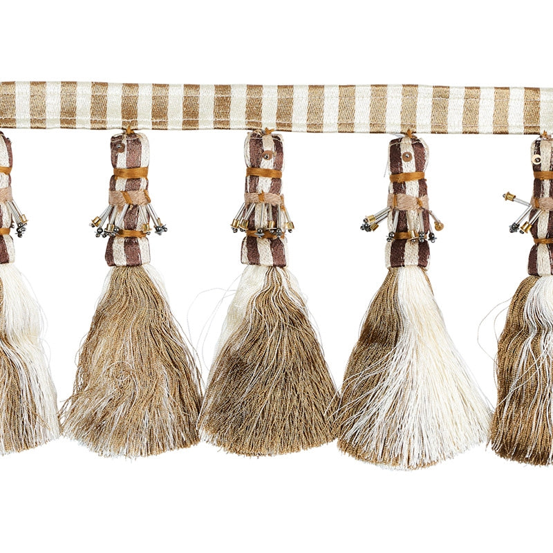 Sample 79602 Antony Tassel Trim, Natural and Ivory By Schumacher Trim