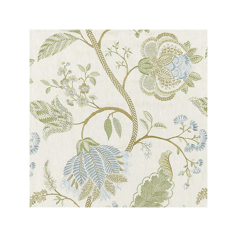 Sample 27175-001 Palampore Embroidery, Summer Sage - Scalamandre Fabric (SC 000127175)
