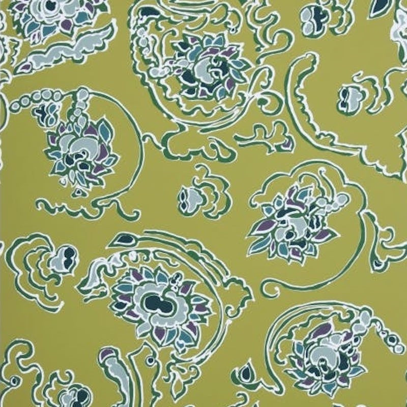 Looking BR-69573.426 Byzantine Swirl On Paper Chartreuse On White by Brunschwig Fils