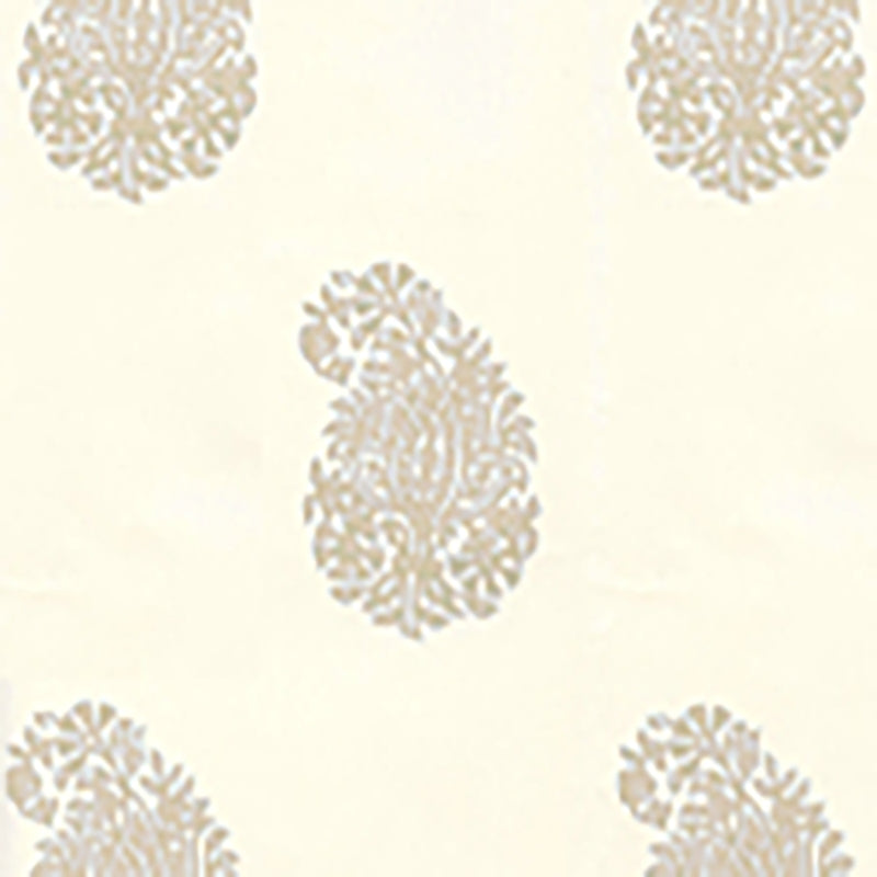 Sample 6040-06WP Bangalore Paisley, Taupe on Almost White by Quadrille Wallpaper