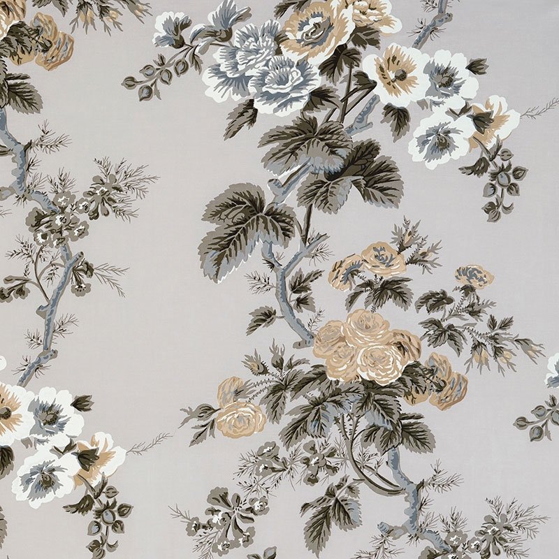 Purchase sample of 174453 Pyne Hollyhock, Grisaille by Schumacher Fabric