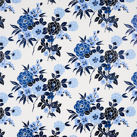 View 5013130 Valentina Floral Blues Schumacher Wallcovering Wallpaper
