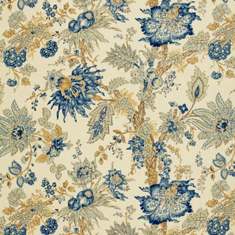 Purchase sample of 1304001 Ellis Floral Vine, Indigo by Schumacher Fabric