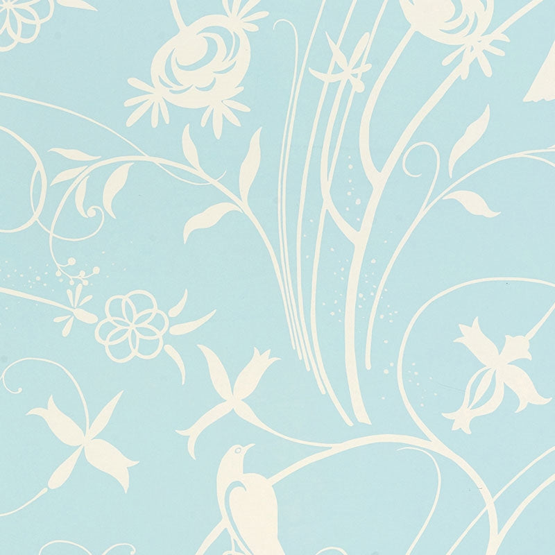 Search 5007621 Sky Meadow Light Blue Schumacher Wallpaper