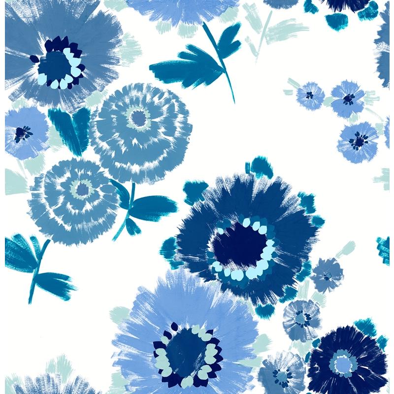 Select 4081-26324 Happy Essie Blue Painterly Floral Blue A-Street Prints Wallpaper