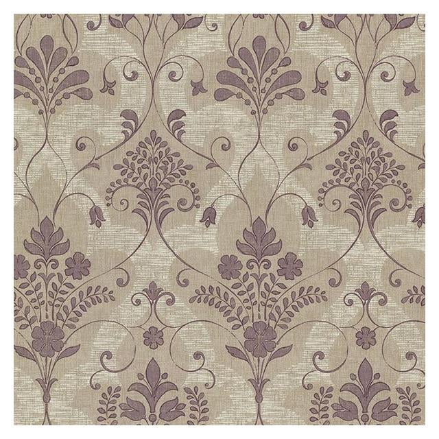 Looking 2614-21038 Beacon House Home Andalusia Violet Damask Beacon House Wallpaper