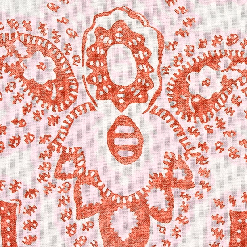 Looking 179442 Amalia Medallion Handmade Print Pink Schumacher Fabric