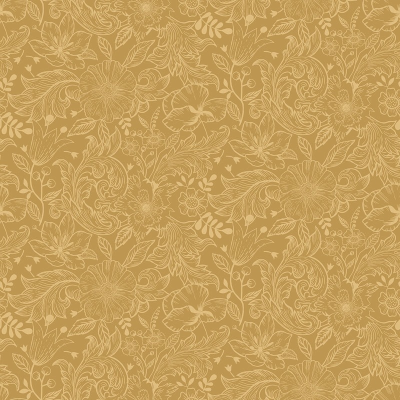 Sample 2999-13127 Annelie, Wilma Yellow Floral Block Print by A-Street Prints Wallpaper