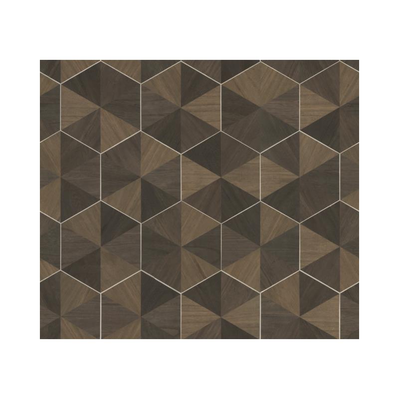 Sample HO2103 Ronald Redding Traveler Hexagram Wood Veneer Brown/Black Ronald Redding Wallpaper